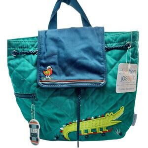 Stephen Joseph Quilted Backpack Alligator Skateboarding Teal Kids